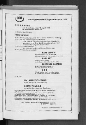 100 Jahre Eppendorfer Bürgerverein von 1875 Festabend