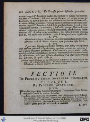 Sectio II. De Processu Primae Instantiae Generatim.