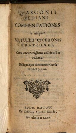 Commentationes in aliquot M. T. Ciceronis Orationes