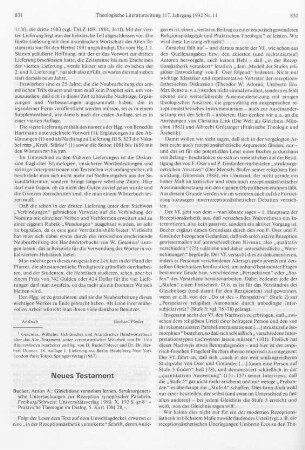 831-834 [Rezension] Bucher, Anton A., Gleichnisse verstehen lernen