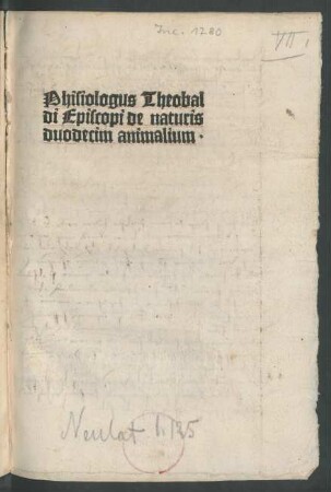 Physiologus de naturis XII animalium