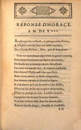 Réponse d'Horace à M. de V. ...