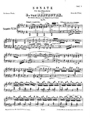 Beethoven's Werke. 147 = Serie 16: Sonaten für das Pianoforte, Zweiter Band, Sonate : op. 78