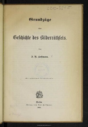 Grundzüge einer Geschichte des Bilderräthsels