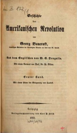 Geschichte der Amerikanischen Revolution, 1. (1852)