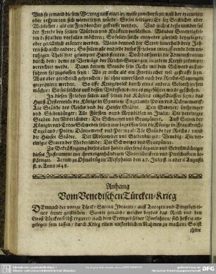 Anhang Vom Venedischen Türcken-Krieg