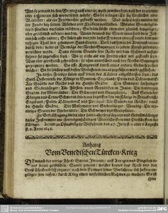 Anhang Vom Venedischen Türcken-Krieg