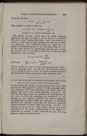X. On the solution of certain functional equations.