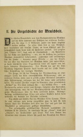 II. Die Vorgeschichte der Menschheit