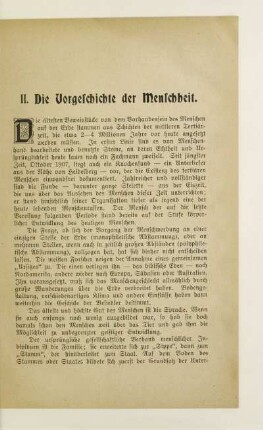 II. Die Vorgeschichte der Menschheit