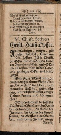 M. Christ. Scrivers Geistl. Hauß-Opffer