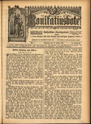 Erste Ausgabe vom Sonntag, den 23. April 1899.