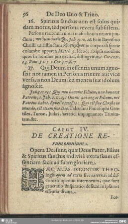 Caput IV. De Creatione Rerum omnium