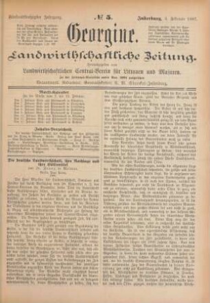 Fünfundfünfzigster Jahrgang. No. 5. Insterburg, 3. Februar 1887.