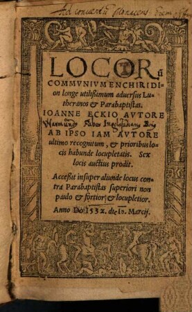 Enchiridion locorum communium adversus Lutheranos