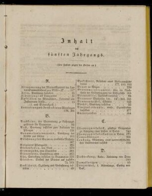 Inhalt des fünften Jahrgangs