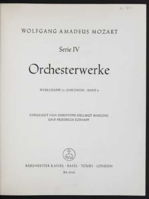 Ser. 4, Werkgruppe 11, Bd. 6: Sinfonien