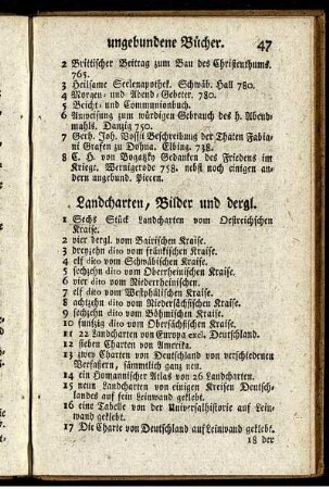 Landcharten, Bilder und dergl.