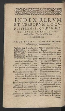Index rerum et verborum locupletissimus