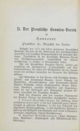 D. Der Preußische Beamten-Verein