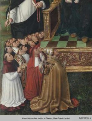 Rosenkranzmadonna zwischen den Heiligen Dominikus und Cäcilia