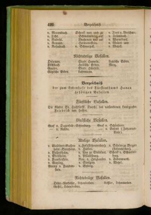 Verzeichnis der zum Lehenhofe des Fuerstenthums Hanau gehoerigen Vasallen.