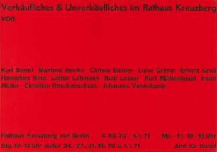 Ausstellungsplakat "Verkäufliches und Unverkäufliches" von Kreuzberger Künstlern, 1970