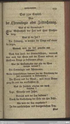 Das 33te Capitel. Von der Chronologie oder Zeitrechnung