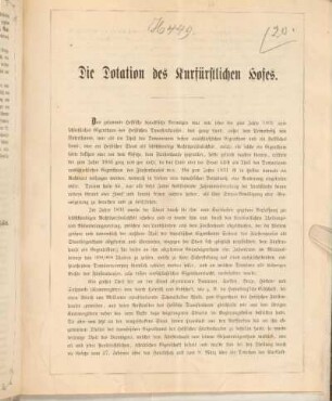 [Beilage 6] Die Dotation des Kurfürstlichen Hofes.