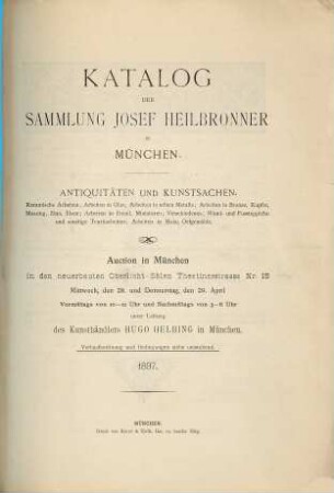 Versteigerung. 1897, 28./29. Apr. = [1,a]