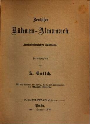 Deutscher Bühnenalmanach. 42. 1878