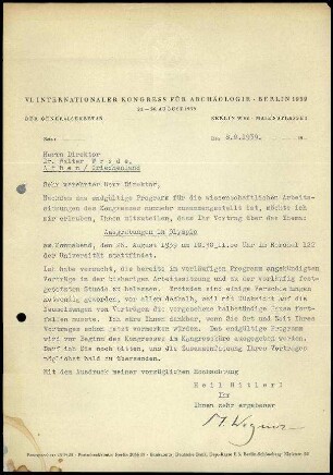 M. Wegner an W. Wrede
