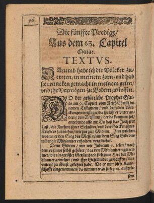 Die fünffte Predigt/ Aus dem 63. Capitel Esaiae.