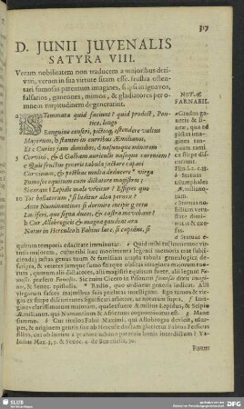 D. Junii Juvenalis Satyra VIII