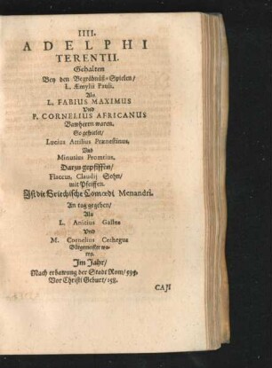 IIII. Adelphi Terentii.