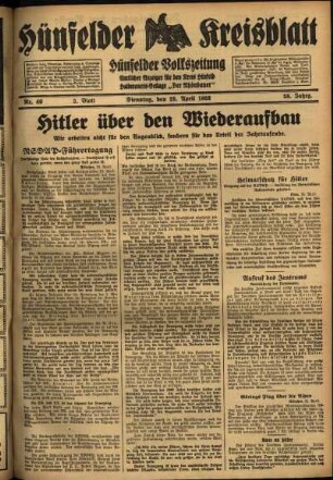 Zweite Ausgabe vom Dienstag, den 25. April 1933.