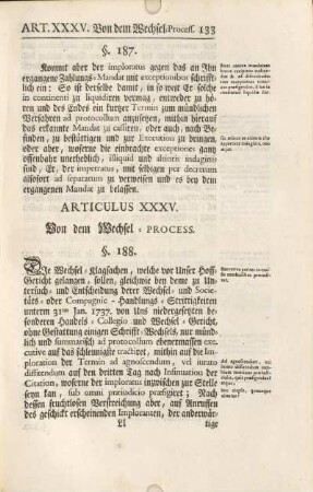 Articulus XXXV. Von dem Wechsel-Process.
