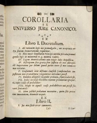 36a-36d, Corollaria Ex Universo Jure Canonico.