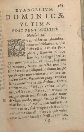 Evangelivm Dominicae Vltimae Post Pentecosten.