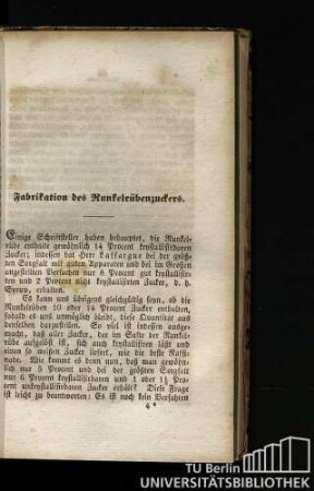 Fabrikation des Runkelrübenzuckers
