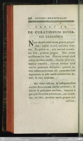 Caput IX. De Curationum Diversis Generibus