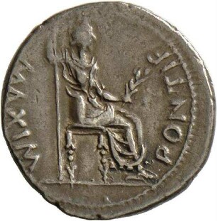 Denar des Tiberius mit Darstellung der Pax/Livia