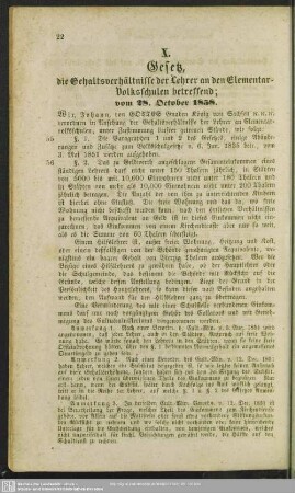 X. Gesetz, die Gehaltsverhältnisse der Lehrer an den Elementar-Volksschulen betreffend; vom 28. October 1858