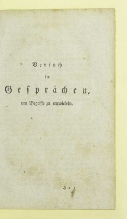 Versuch in Gesprächen, um Begriffe zu entwickeln