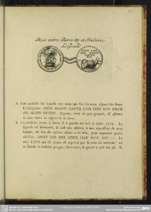 Paix entre Pierre III. et Frederic Le Grand