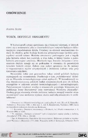 21: Wokół definicji ornamentu