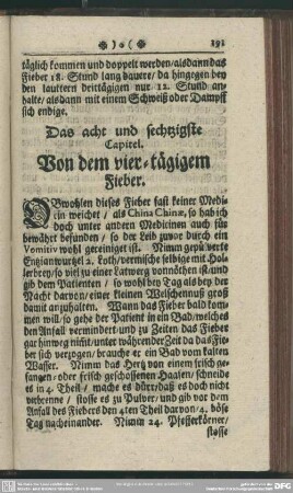 Das acht und sechtzigste Capitel. Von dem vier-tägigem Fieber