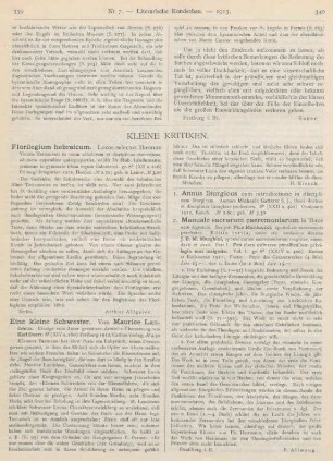 339-342 Kleine Kritiken
