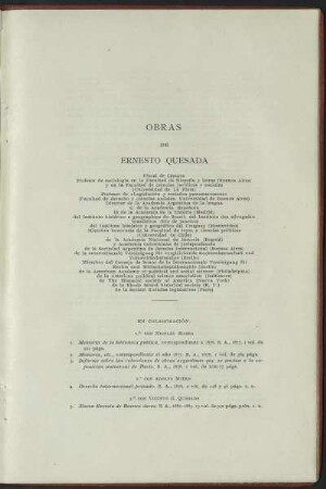 Obras de Ernesto Quesada