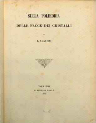 Sulla poliedria delle facce dei cristalli